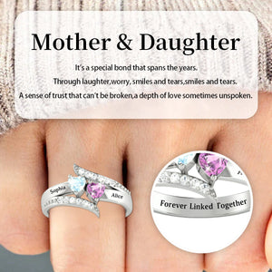 Forever Linked Together-Personalized Family Birthstones Ring-Gift For Mom/Daughter