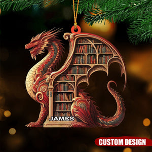 Personalized Dragon bookshelf Ornament - Book Lover Gift - 2024 New Release