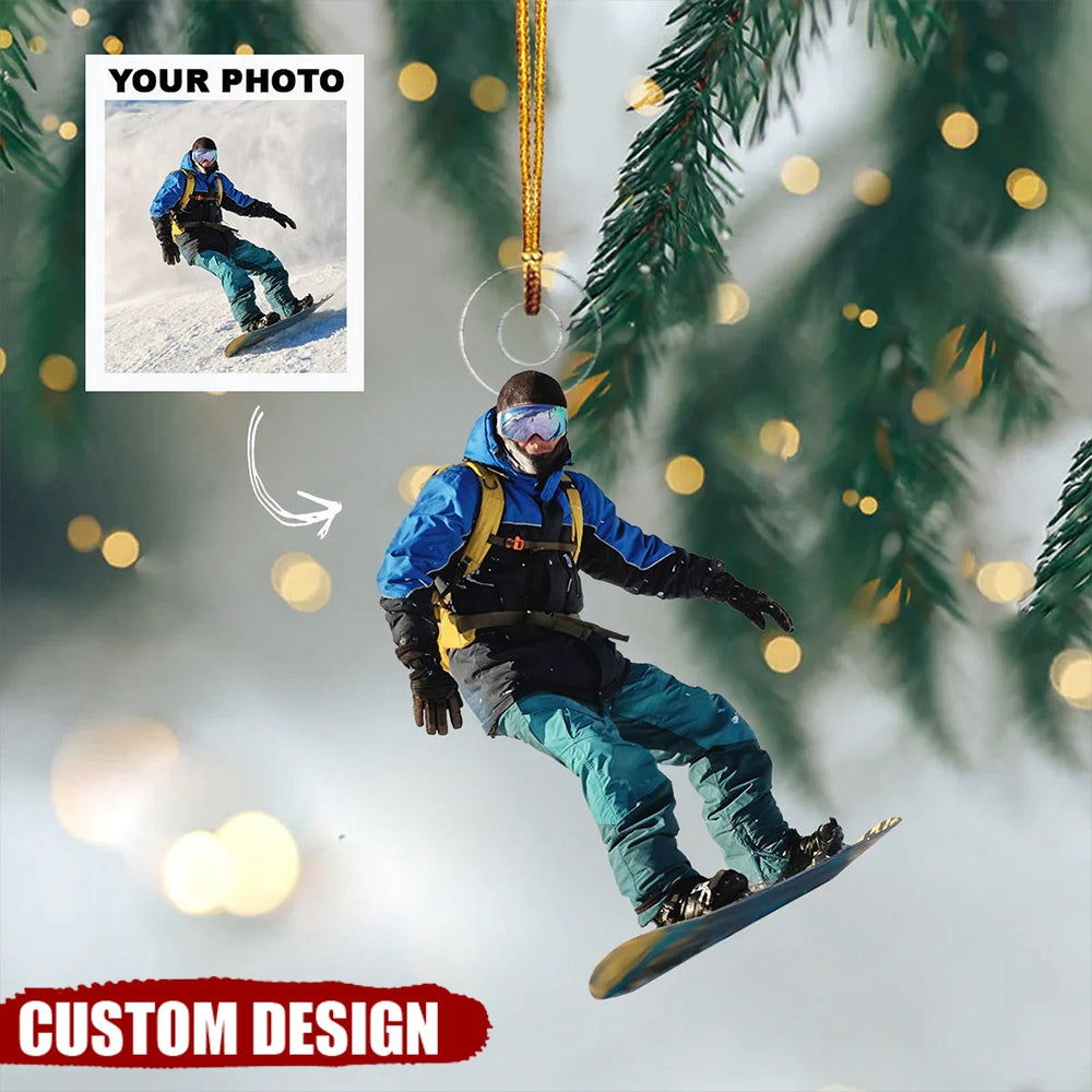 Personalized Ski People Photo Christmas Ornament