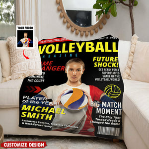 Personalized Volleyball Magazine Cover Blanket - Gift For Volleyball Player