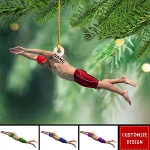 Personalized Swimming Christmas Ornament Gift For Boy Swimmer - 2024 New Release