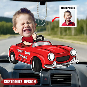 Drive Save Dad/Mom/Papa/Nana - Personalized Photo & Name Car Ornament