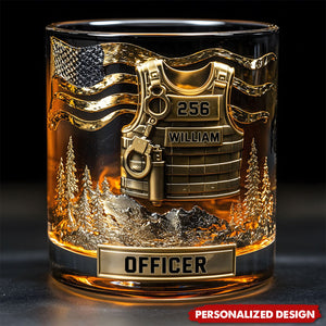 Serve And Protect - Personalized Police Officer Whiskey Glass