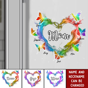 Grandma Mom Colorful Smoke Heart Butterflies Personalized Sticker Decal