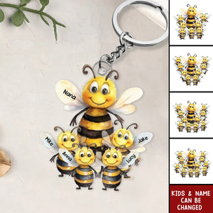 Personalized Bee Family Acrylic Keychain - Gift For Mom, Grandma