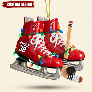 Ice Hockey Skates Ornament - Personalized Gifts For Ice Hockey Lovers