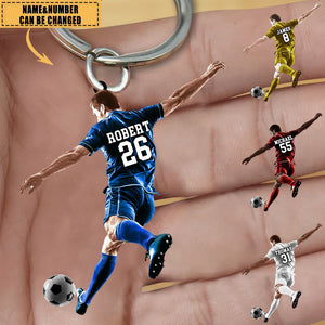 Personalized Christmas  Play Football/Soccer Acrylic Keychain 2 Sided Gift For Football/Soccer Lovers