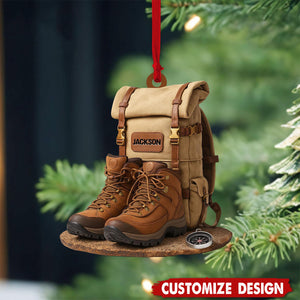 Personalized Hiking Flat Acrylic Ornament, Custom Hiking Lovers Christmas Ornament, Unique Camping Lover Gift, Xmas Gift For Hiking Club