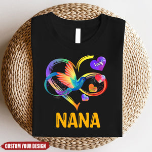 Personalized Grandma Infinity Hummingbird Rainbow Shirt - Gift Idea For Grandma / Mother