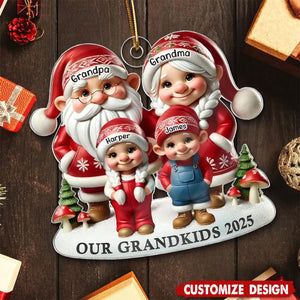 Grandma Grandpa And Grandkids Christmas Personalized Acrylic Ornament