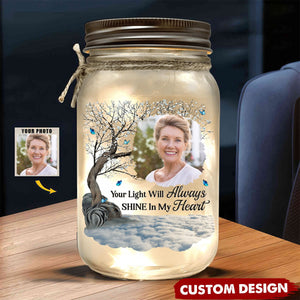 Custom Photo I Am Always With You - Memorial Personalized Mason Jar Light - Sympathy Gift For Family Numbers