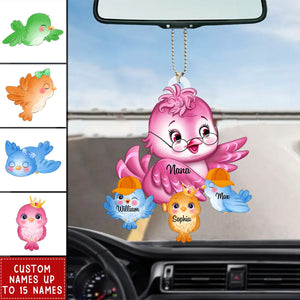 Personalized Nana/Mom Bird WIth Little Kids Acrylic Car Ornament-Gift For Mother's day