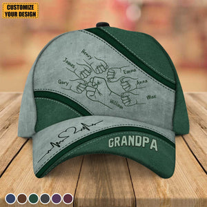Outline Fist Bump Dad Grandpa Personalized Classic Cap