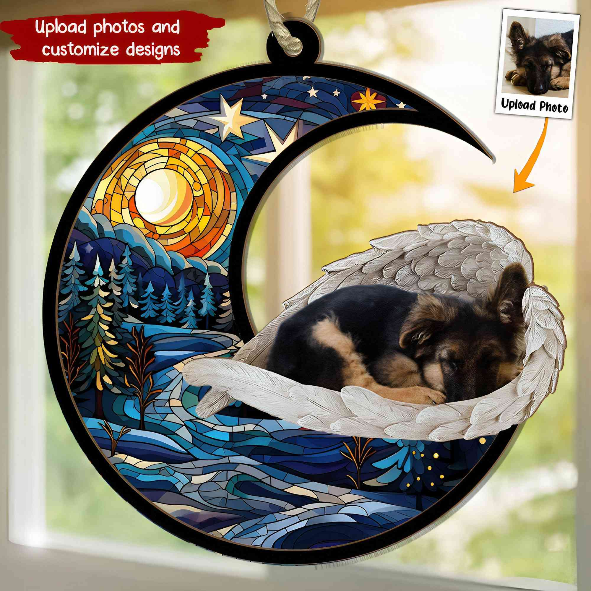 Pet With Angel Wings - Personalized Suncatcher Photo Ornament