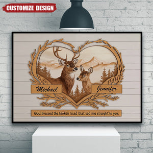 Personalized Deer Love Mountains Poster