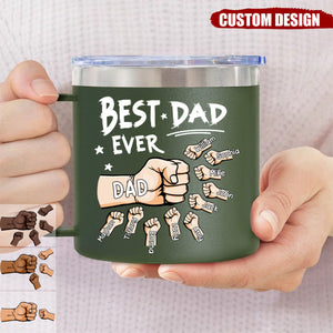 The Best Dad Ever - Personalized 14oz Stainless Steel Tumbler With Handle - Father's Day, Birthday Gift For Dad
