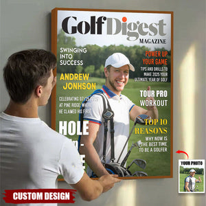 Golf Digest Magazine Personalized Canvas, Custom Golfer Magazines Photo, Unique Gift For Golfer, Golf Digest Gift