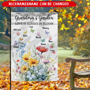 Grandma Garden's Love Is Always In Bloom-Personalized Grandma Flag Sign