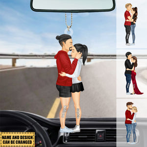 Personalized Hugging Couple Car Ornament - Gift For Couple