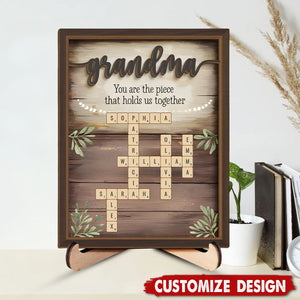 Her Love Is The Thread That Stitches Our Family Together - Family Personalized Custom 2-Layered Wooden Plaque With Stand - Mother's Day Gift For Mom, Grandma