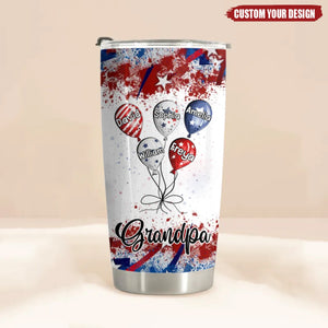 4th July Grandma Auntie Mom Little Balloon Kids American Flag Pattern Personalized Tumbler