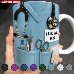 Celebrate Everyday Heroes, Stethoscope And Medical Instruments - Personalized Coffee Mug - Perfect Gift For Nurses