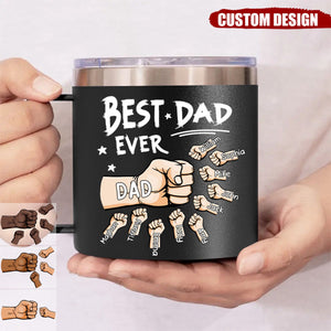 The Best Dad Ever - Personalized 14oz Stainless Steel Tumbler With Handle - Father's Day, Birthday Gift For Dad
