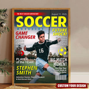 Personalized Soccer Magazine Cover Poster - Soccer Lovers Gift