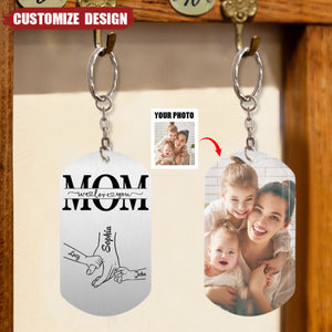 Mom Grandma We Love You Fist Bump - Personalized Stainless Steel Keychain