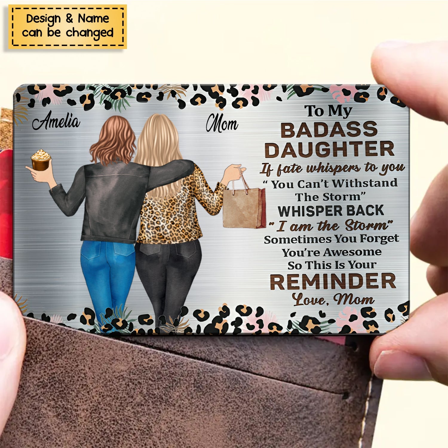 To My Badass Daughter- Personalized Stainless Wallet Card