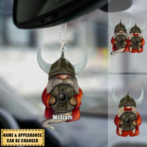 Viking Couple With Printed Christmas Light - Personalized Car Hanging Ornament - Gift For Couples