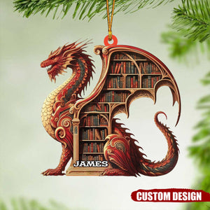 Personalized Dragon bookshelf Ornament - Book Lover Gift - 2024 New Release