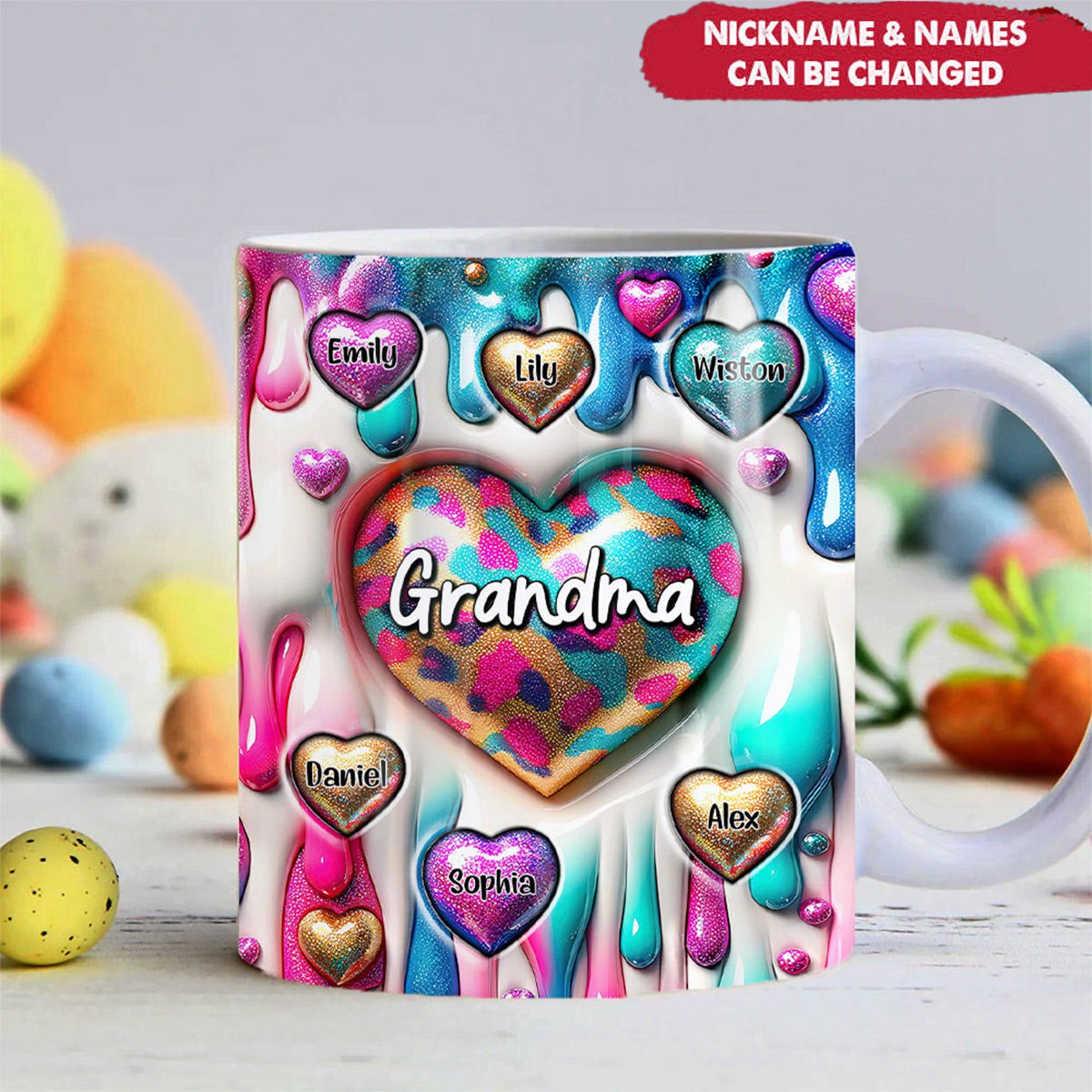 Personalized Sweet Heart Grandma Mom Kids Mug