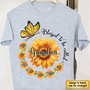 Blessed To Be Called Grandma Sunflower - Personalized Shirt