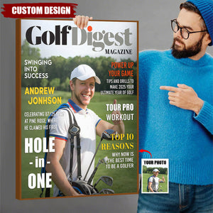 Golf Digest Magazine Personalized Canvas, Custom Golfer Magazines Photo, Unique Gift For Golfer, Golf Digest Gift