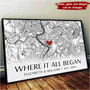 Where It All Began - Personalized Horizontal Poster - Gift For Couple