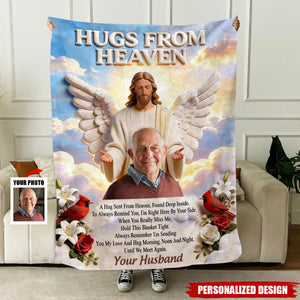 Memorial Gift, Hugs From Heaven-Personalized Memorial Blanket
