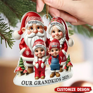 Grandma Grandpa And Grandkids Christmas Personalized Acrylic Ornament