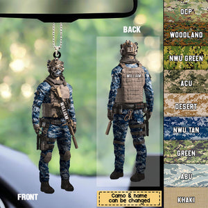Personalized Proud Veteran Combat Uniform Gift For Soldier Car Hanging Ornament