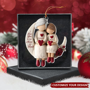 Grandma And Grandchild Moon Love - Personalized Acrylic Ornament