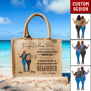 To My Daughter Whisper Back I Am The Storm - Personalized Jute Tote Bag
