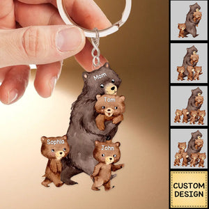 Grandma/Mama Bear With Little Kids - Personalized Acrylic Keychain - Gift For Mom, Grandma