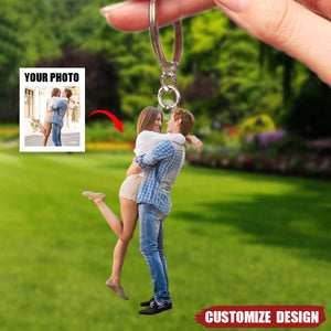 Personalized Couple Upload Photo Acrylic Keychain