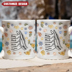 High Five Paw And Hand Personalized Mug - Gift For Cat Mom
