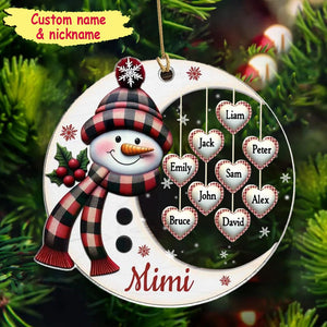 Christmas Snowman Nana Mom Little Heart Kids Under Moon Personalized Ornament