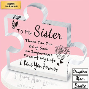 I Love You Forever - Personalized Puzzle Shaped Acrylic Plaque - Gift for Mom/Besties/Sister/Friends/Couples/Family