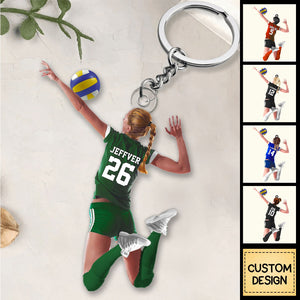 Personalized Volleyball Acrylic Keychain, Gift For Volleyball Players