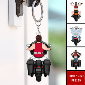 Personalized Memorial Biker Acrylic Keychain - Memorial Gift Idea For Bikers
