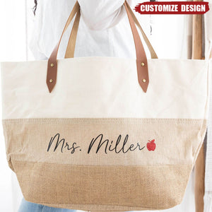 Personalized Woman Canvas Tote Bag - Gift For Mom,Grandma
