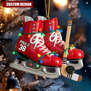 Ice Hockey Skates Ornament - Personalized Gifts For Ice Hockey Lovers